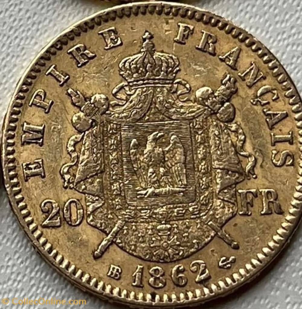 20 frs OR NAPOLEON III 1862BB tête laurée monnaies lingots bullion piece d 20 frs or napoleon iii 1862bb tete lauree