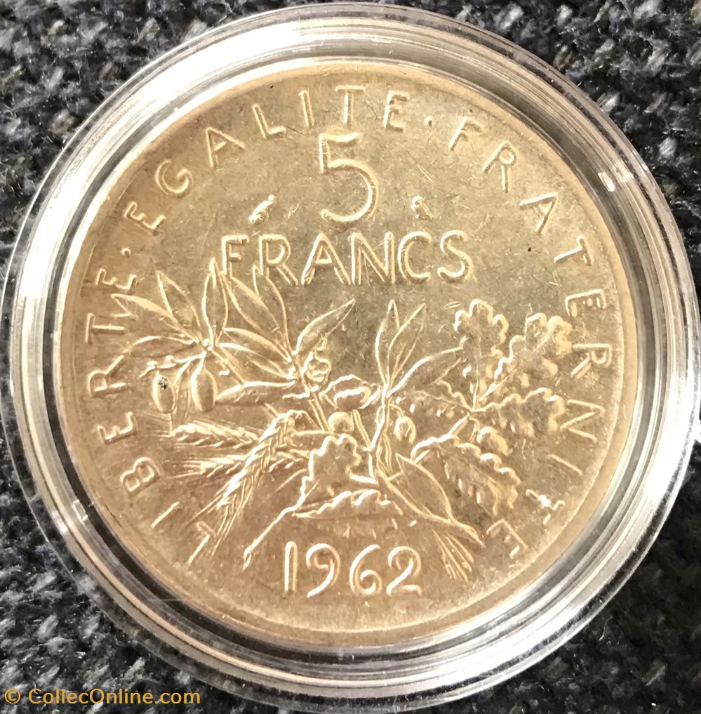5 francs Argent Semeuse 1962 monnaies france modernes 5 francs argent semeuse 1962