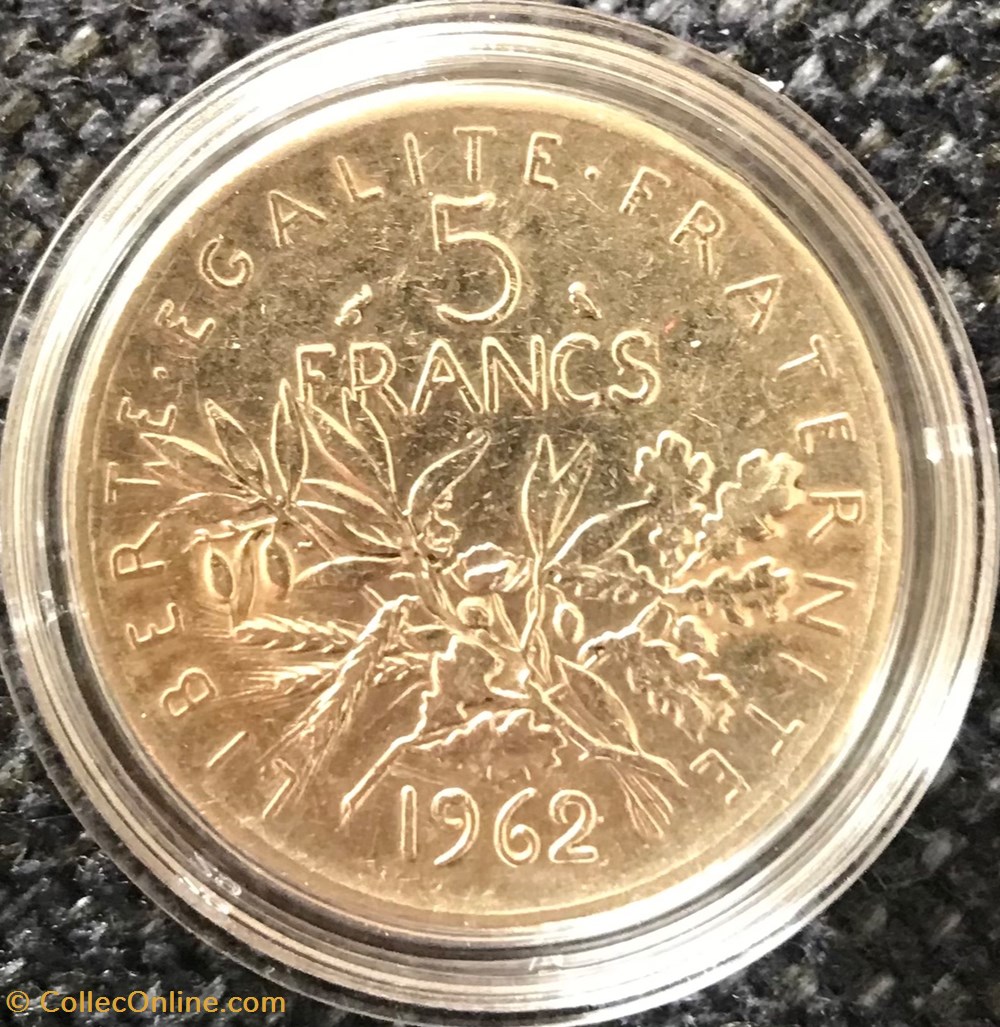 5 francs Argent Semeuse 1962 monnaies france modernes 5 francs argent semeuse 1962