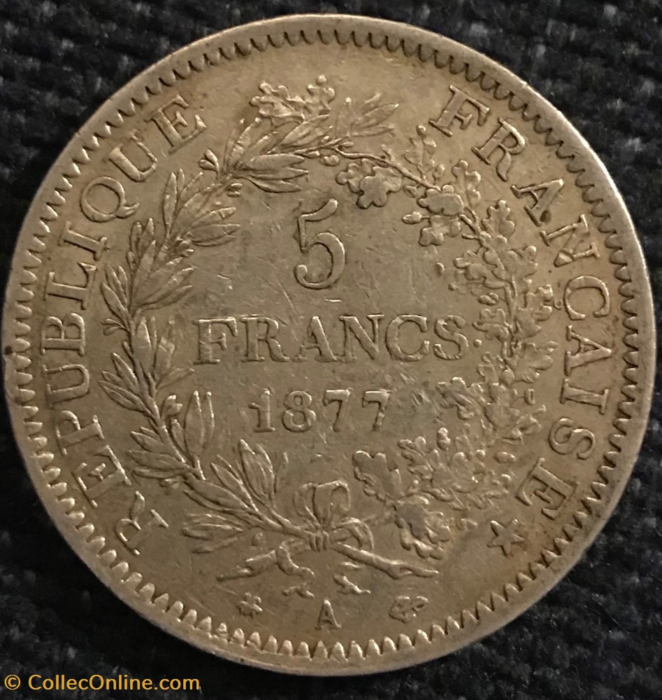 monnaies france modernes 5 frs hercule 1877a