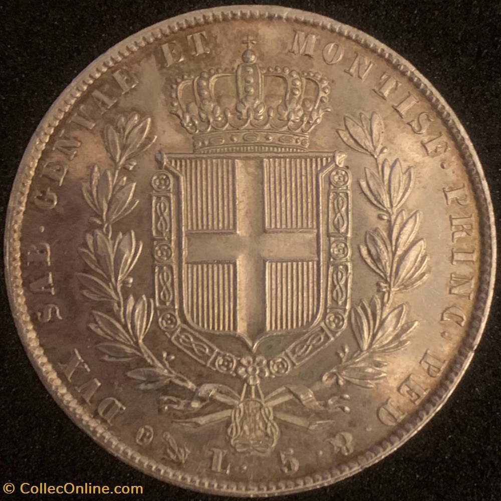 5 Lire Charles Albert 1835P monnaies monde italie 5 lire charles albert 1835p