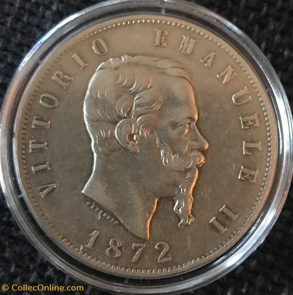 5 LIRE VITTORIO EMANUELE II 1872M monnaies monde italie 5 lire vittorio emanuele ii 1872m