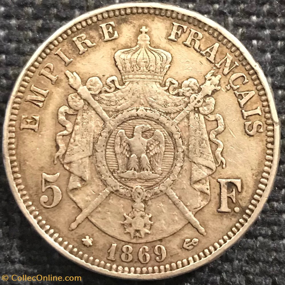 5 Frs Napoleon III 1869A monnaies france modernes 5 frs napoleon iii 1869a