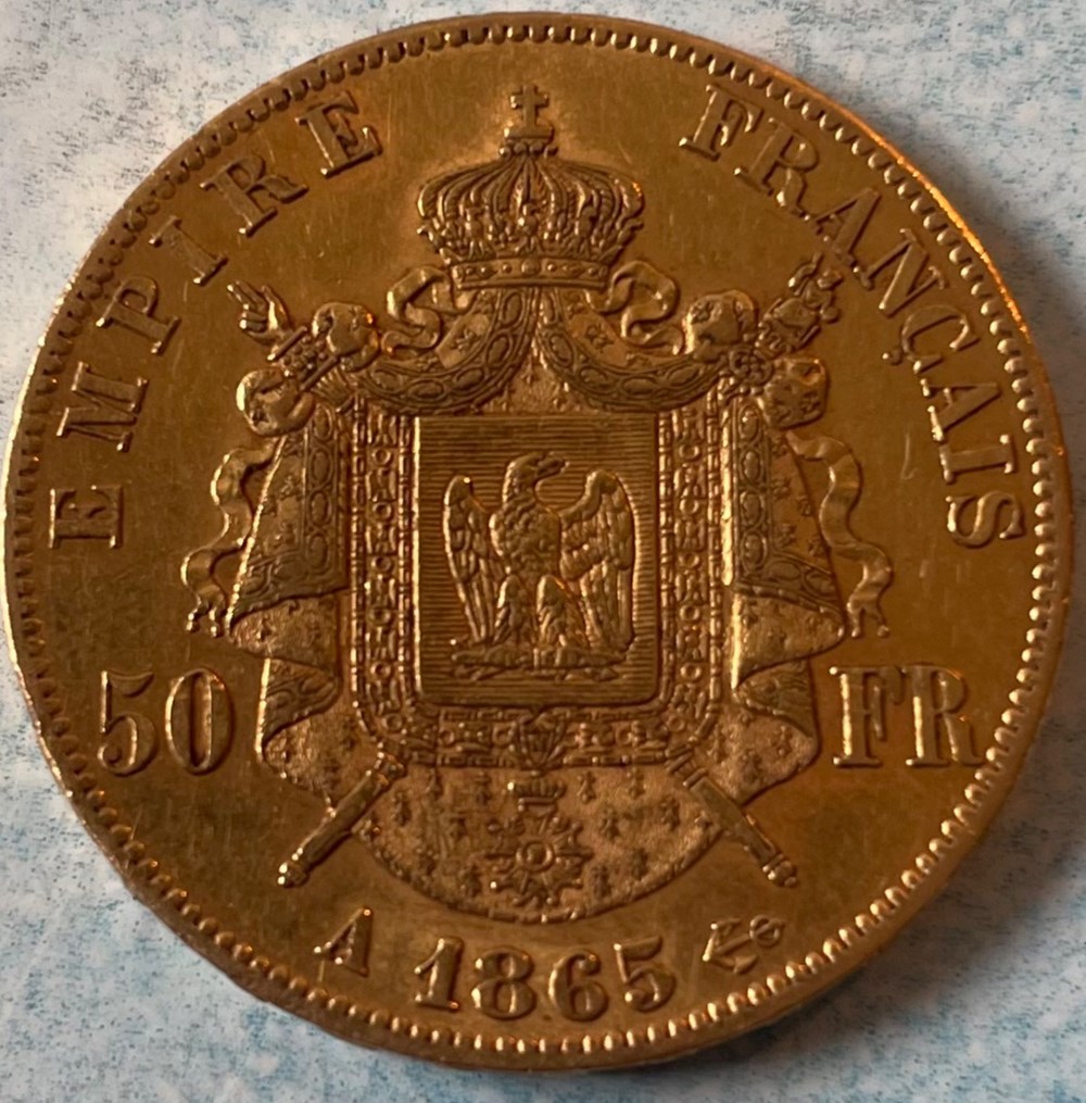 monnaies monde france 50 frs or 1865a