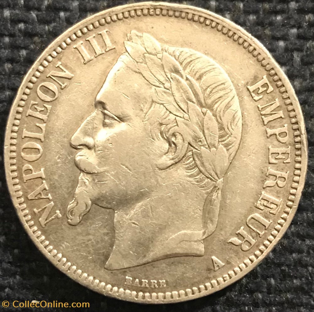 5 Frs Napoleon III 1867A monnaies france modernes 5 frs napoleon iii 1867a