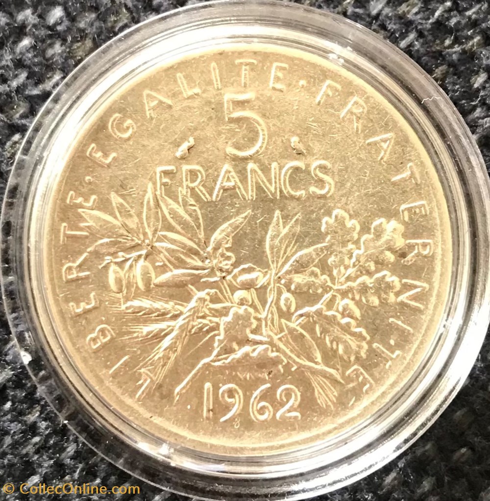 5 francs Argent Semeuse 1962 monnaies france modernes 5 francs argent semeuse 1962
