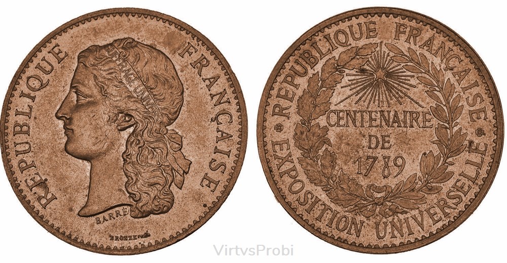 coins world france exposition universelle centenaire 1879 medal barre