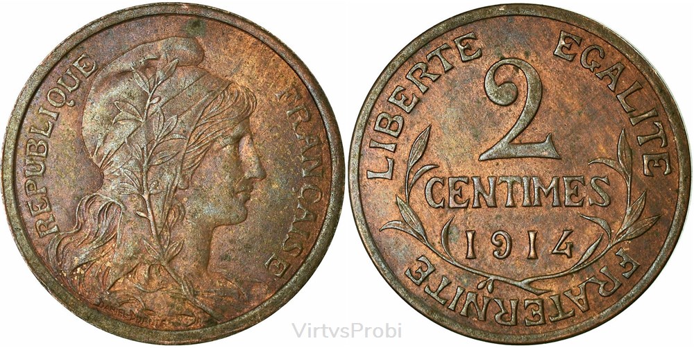 France, 2 centimes, KM 841 coins world france 2 centimes km 841