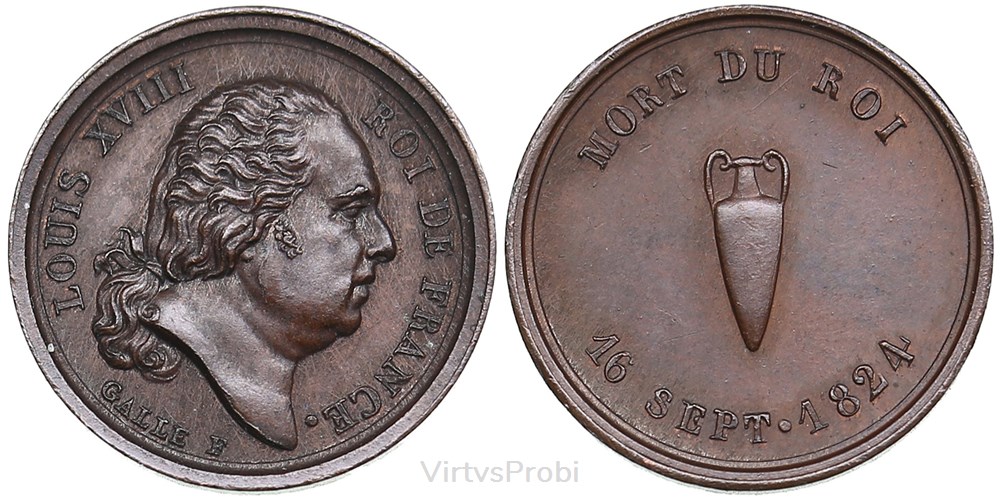 coins world france medal quinaire mort du roi 1824