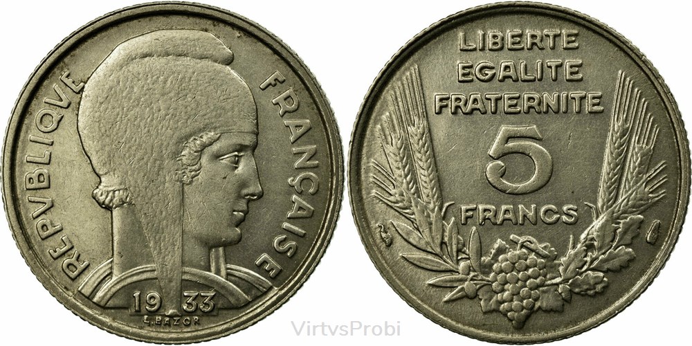 coins world france 5 francs km 887