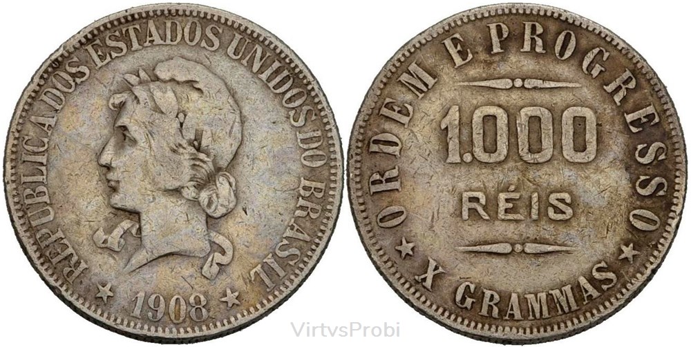 Brazil, 1000 Réis, KM 507 coins world brazil 1000 reis km 507