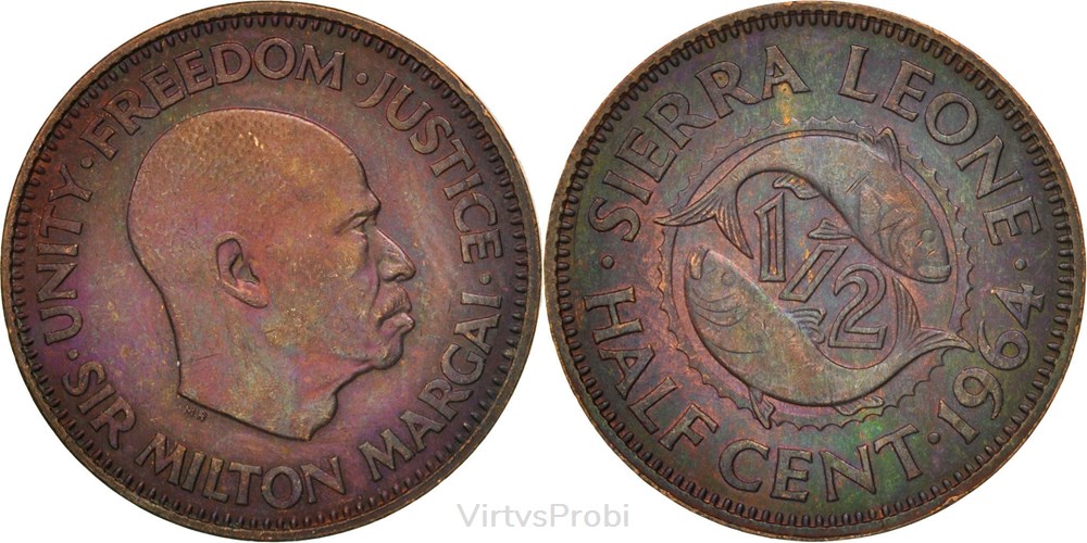 Sierra Leone, ½ Cent, KM 16 coins world sierra leone cent km 16