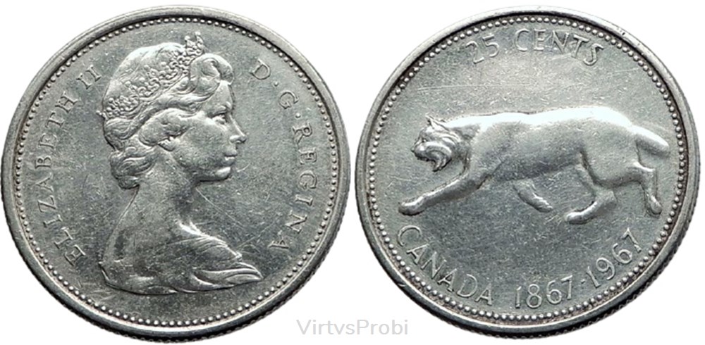 25 ¢, 1967, KM 68 coins world canada 25 1967 km 68