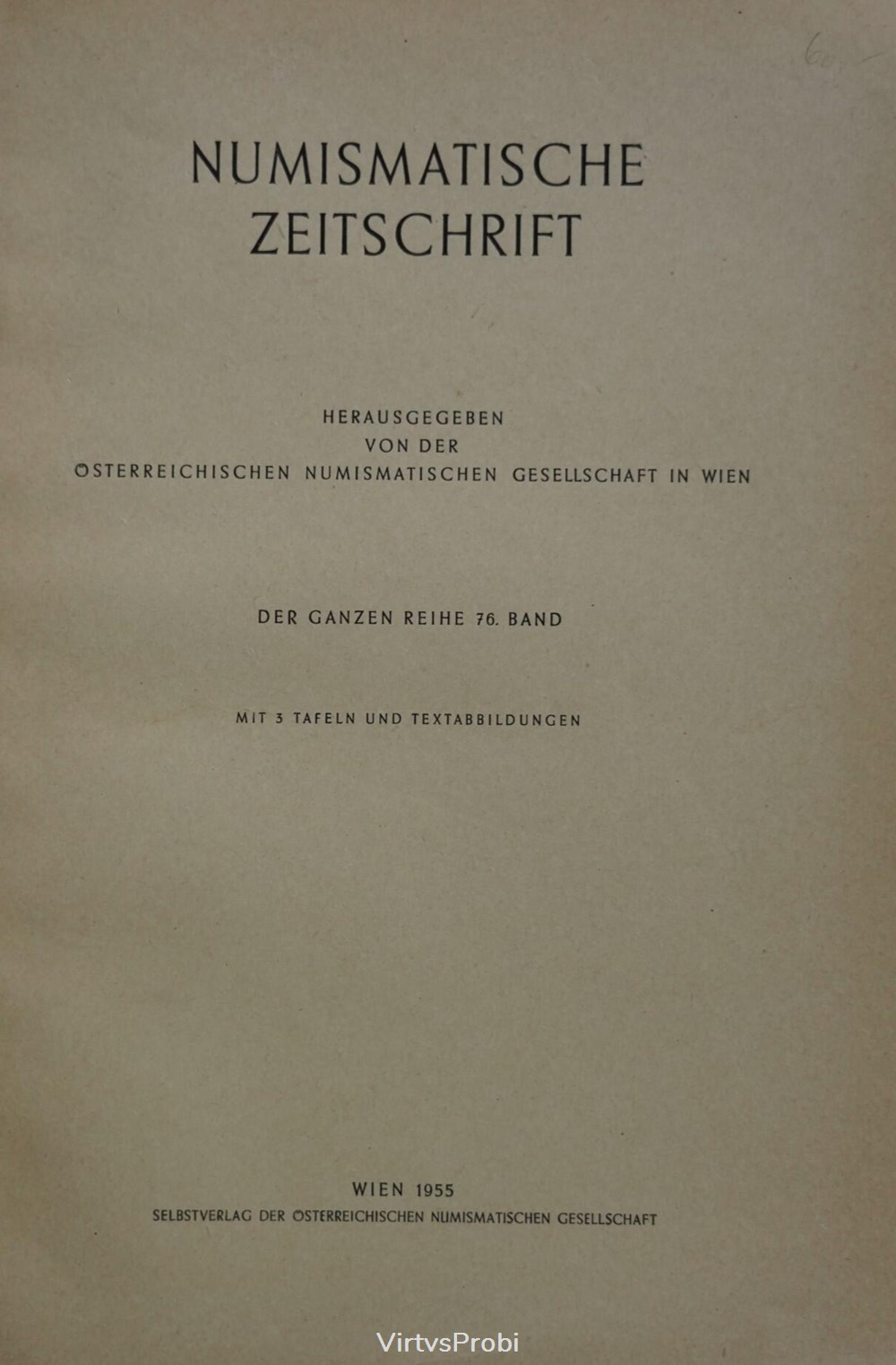 books comics magazines numismatische zeitschrift wien 1955 band 76