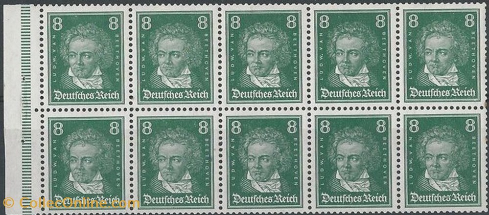 Reich allemand 1927 - Feuille de carnet de timbre Beethoven - Michel 52 B timbres europe allemagne reich allemand 1927 feuille de carnet de timbre beethoven michel 52 b