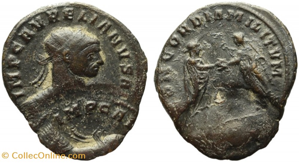 AURELIAN CONCORDIA MILITVM SISCIA MISSTRIKE - SOLD coins antique b to roman republican imperial aurelian concordia militvm siscia misstrike sold