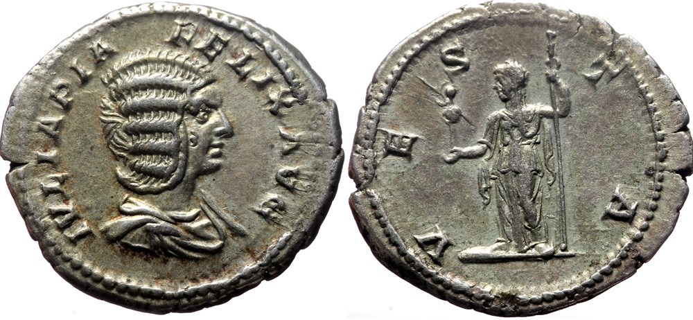 Iulia Domna Denar Vesta SOLD coins ancient to romans imperial and republican iulia domna denar vesta sold