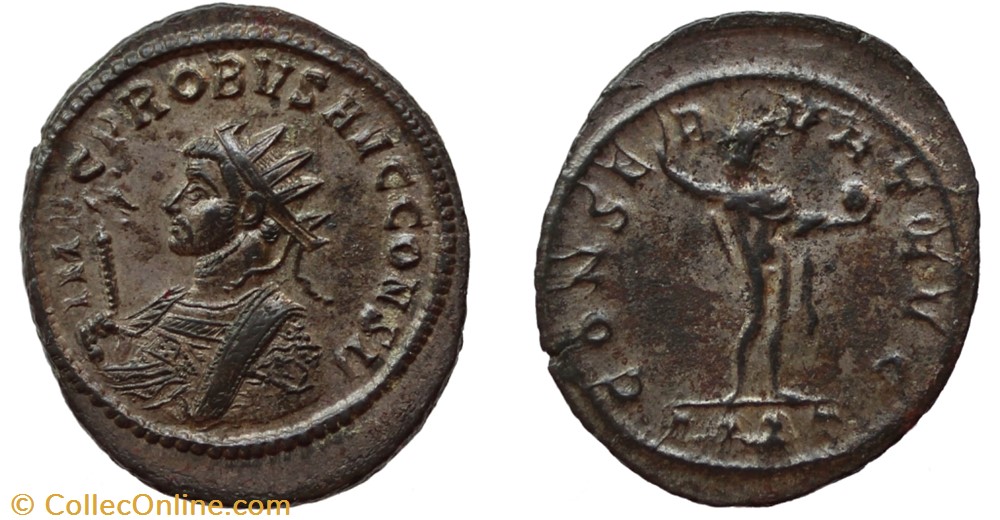PROBUS RIC 352 VAR. SOL STANDING EN FACE SOLD coins ancient to romans imperial republican probus ric 352 var sol standing en face sold
