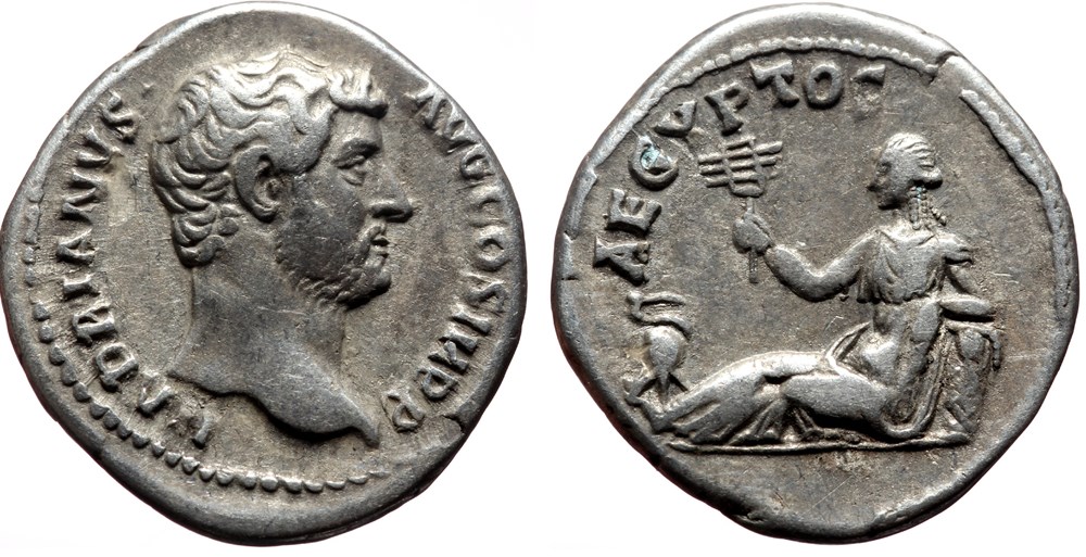 Hadrian Denar Aegyptos SOLD coins ancient romans imperial and republican hadrian denar aegyptos sold