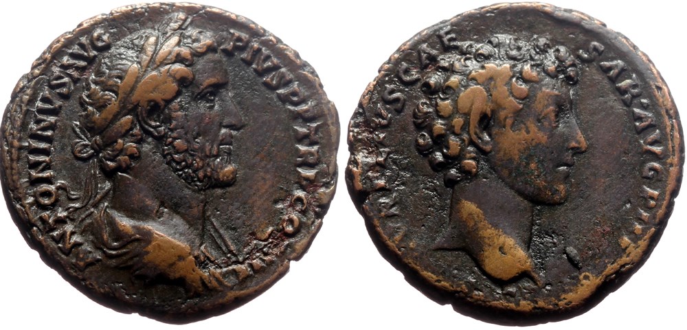 Antoninus Pius As with young Marcus Aurelius SOLD coins ancient romans imperial and republican antoninus pius as with young marcus aurelius sold