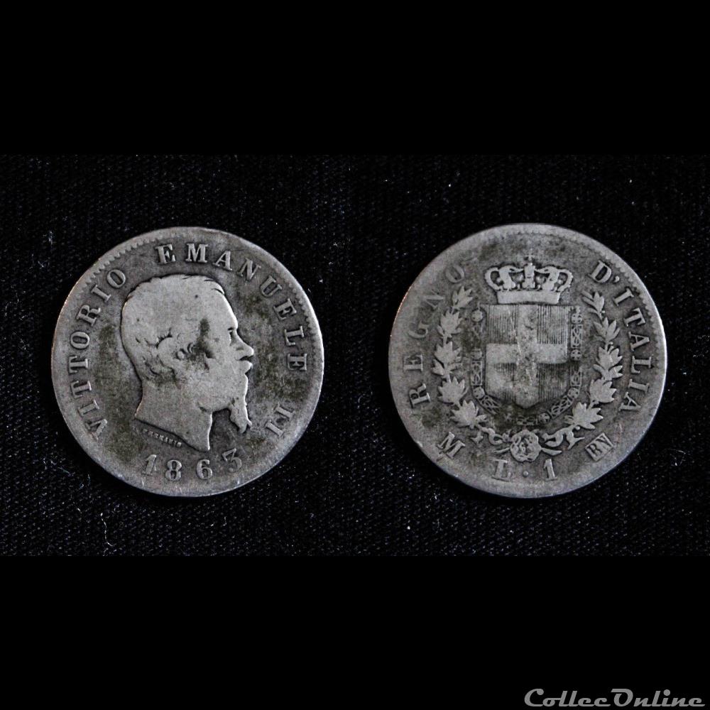 1 Lira 1863 - Vittorio Emanuele II art antiquite 1 lira 1863 vittorio emanuele ii