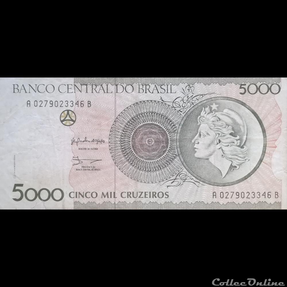 billet amerique du sud bresil p 227 5000 cruzeiros 1990