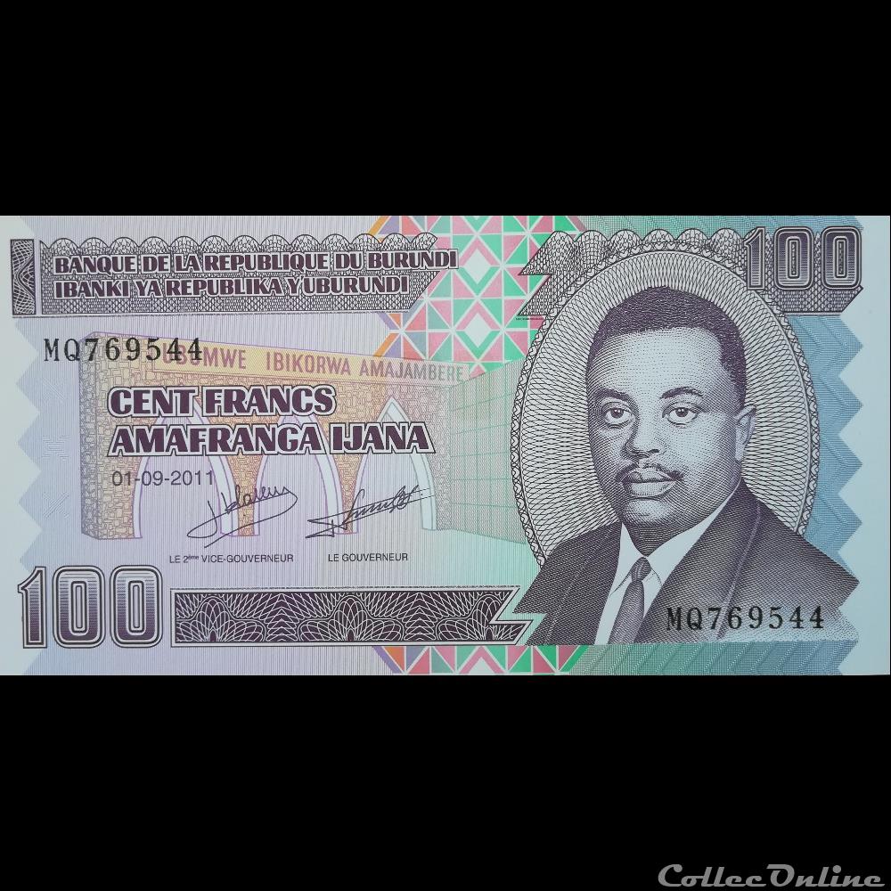 BURUNDI - P 44 B - 100 FRANCS 2011 billet afrique burundi p 44 b 100 francs 2011
