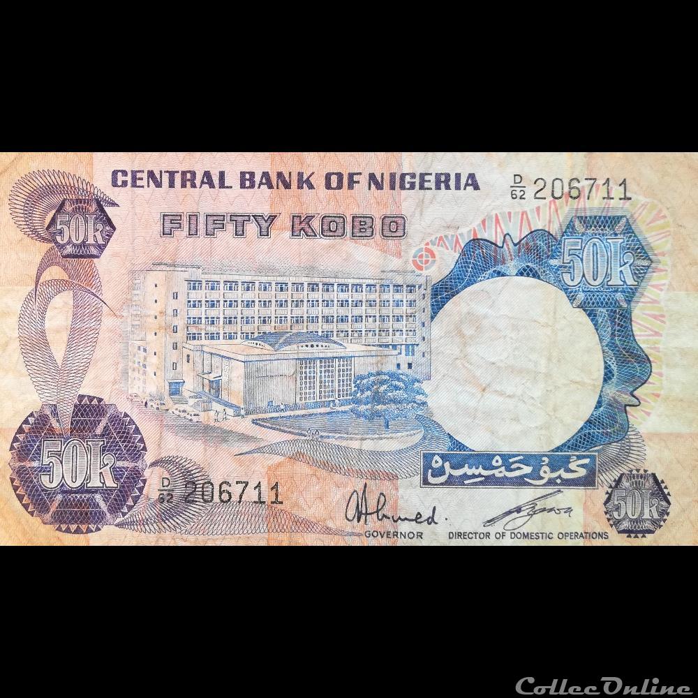 billet afrique nigerium nigeria p 14 f 50 kobo 1973 1978