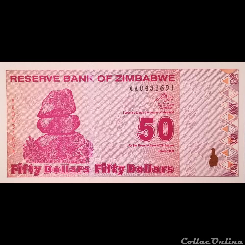 ZIMBABWE - P 96 - 50 DOLLARS - 2009 billet afrique zimbabwe p 96 50 dollars 2009