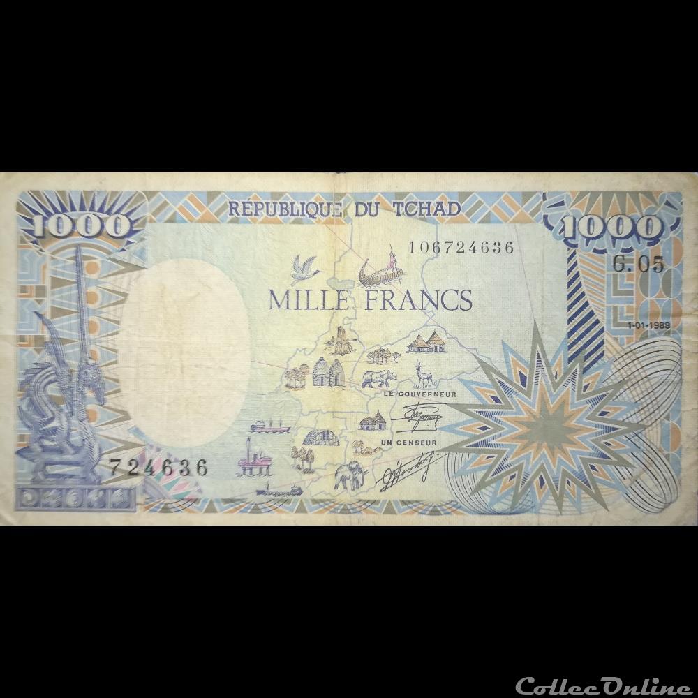 TCHAD - P 10A A - 1000 FRANCS - 1988 billet afrique tchad p 10a a 1000 francs 1988