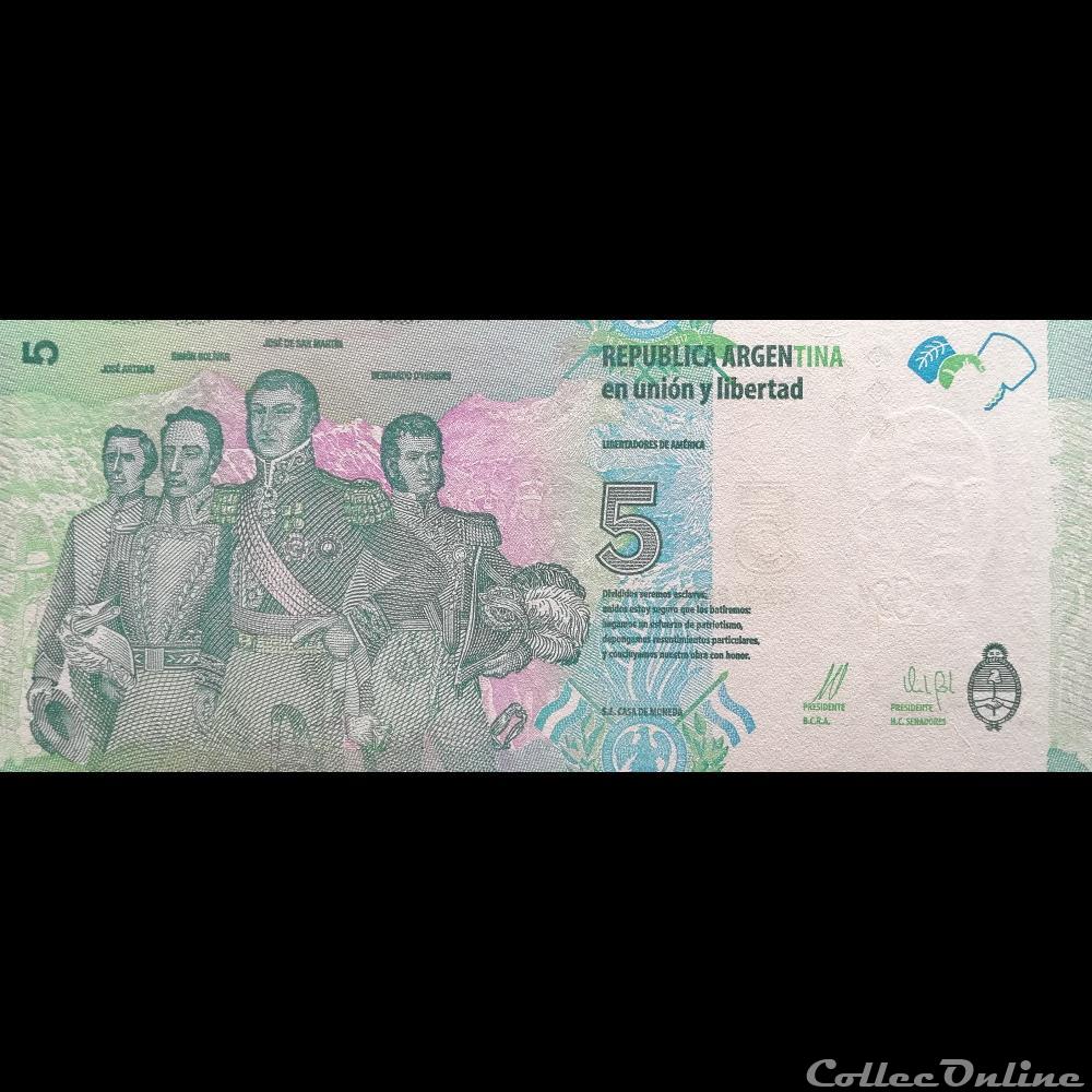 ARGENTINE - P 359 - 5 PESOS - 2015 billet amerique du sud argentine p 359 5 pesos 2015