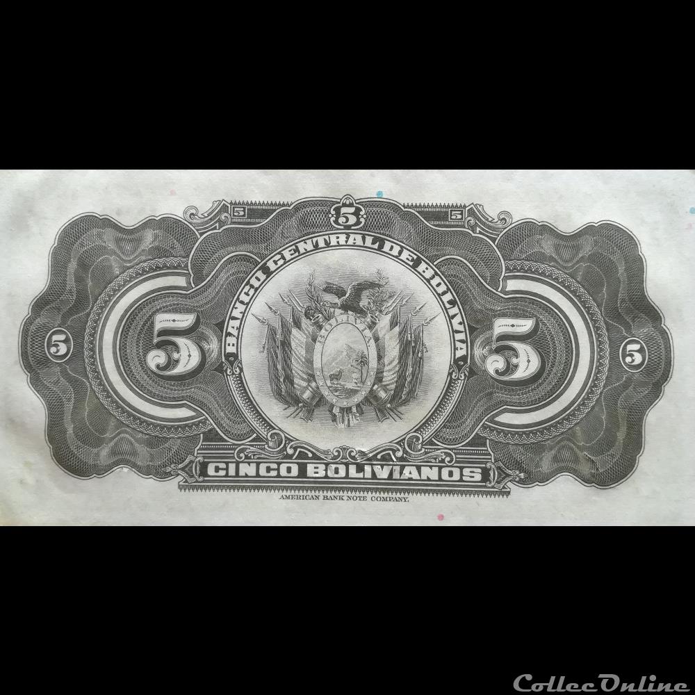 BOLIVIE - P 120 A (7-2) - 5 BOLIVIANOS - 1928 billet amerique du sud argentine bolivie p 120 a 7 2 5 bolivianos 1928