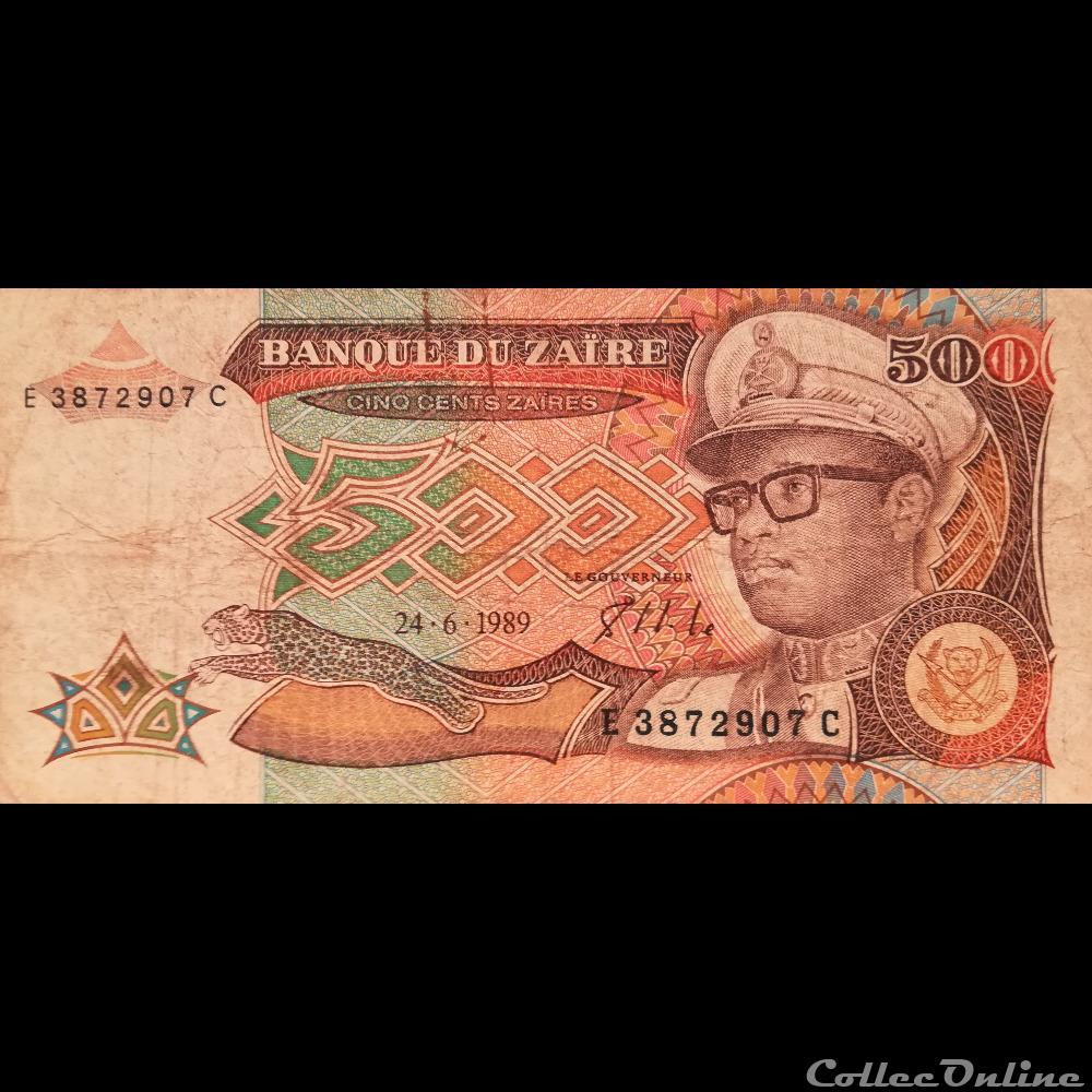 billet afrique chine zaire p 34 a 500 zaires 1989