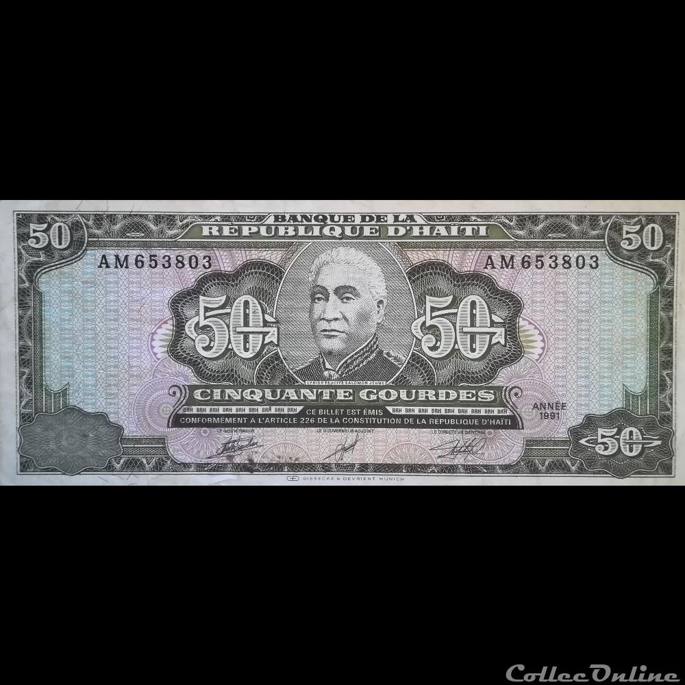 billet amerique du nord haiti p 257 50 gourdes 1991