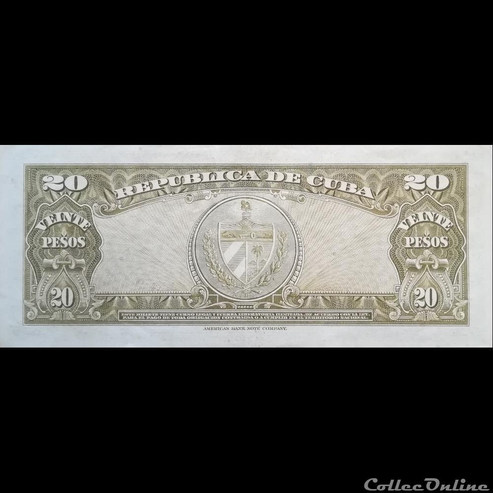 CUBA - P 080 C - 2O PESOS - 1960 billet amerique du nord cuba p 080 c 2o pesos 1960