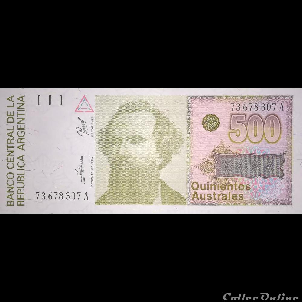 ARGENTINE - P 328 B - 500 AUSTRALES - 1990 billet amerique du sud argentine p 328 b 500 australes 1990