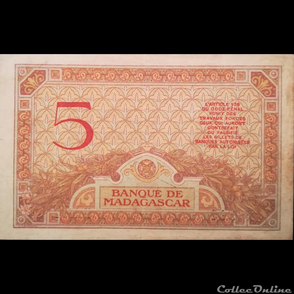 billet afrique madagascar p 35 b 5 francs 1937