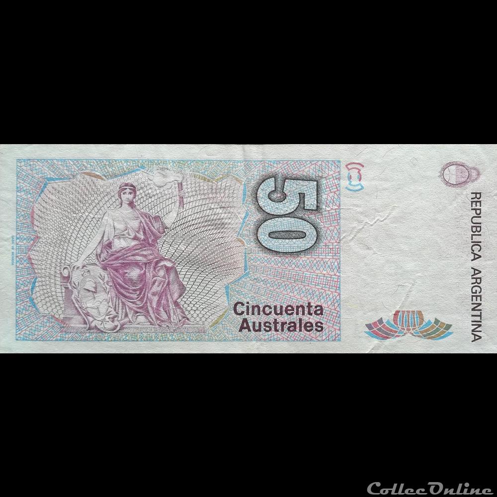 ARGENTINE - P 326 B (3) - 50 AUSTRALES - 1989 billet amerique du sud argentine p 326 b 3 50 australes 1989