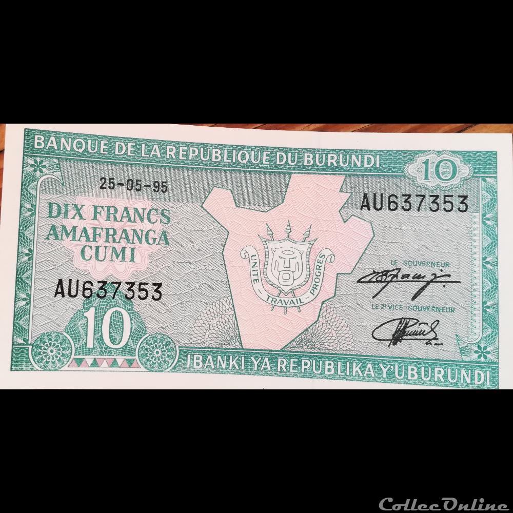 BURUNDI - P 33 C - 10 FRANCS 1995 billet afrique burundi p 33 c 10 francs 1995