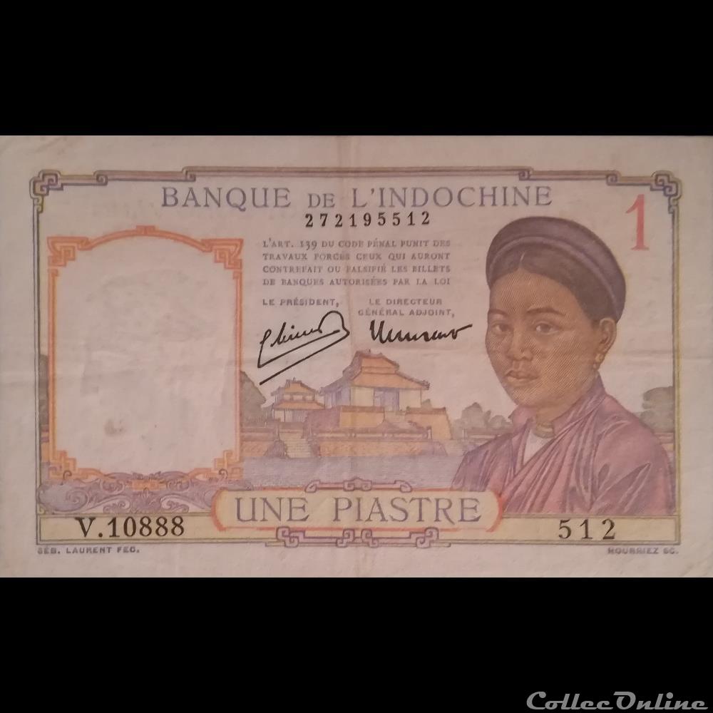 INDOCHINE - P 54 D - 1 PIASTRE - 1949 billet asie inde indochine p 54 d 1 piastre 1949