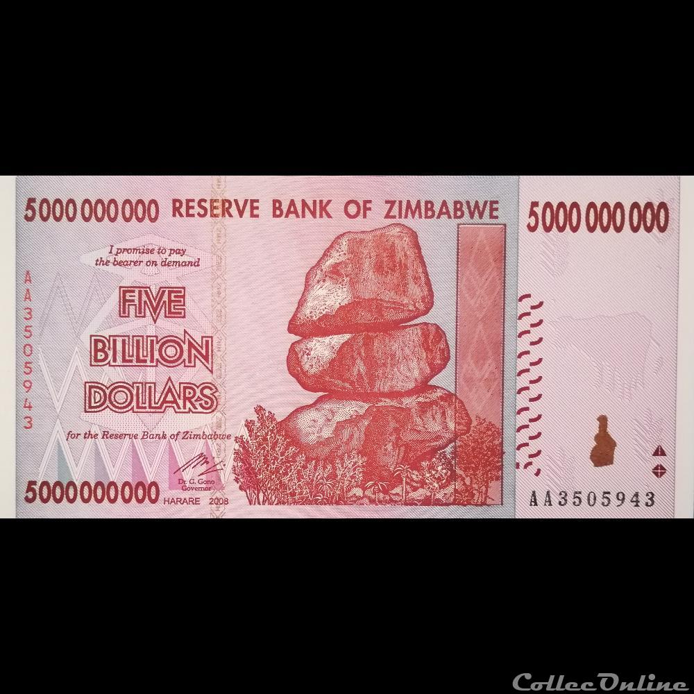 ZIMBABWE - P 84 - 5.000.000.000 DOLLARS - 2008 billet afrique zimbabwe p 84 5 000 000 000 dollars 2008