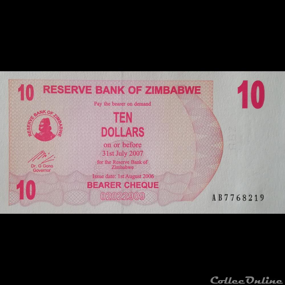 Zimbabwe P 39 10 Dollars 2006 Banknotes Africa Zimbabwe P 39 10 Dollars 2006