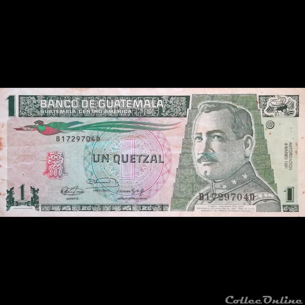 billet amerique du nord guatemala p 073 b 1 quetzal 1991