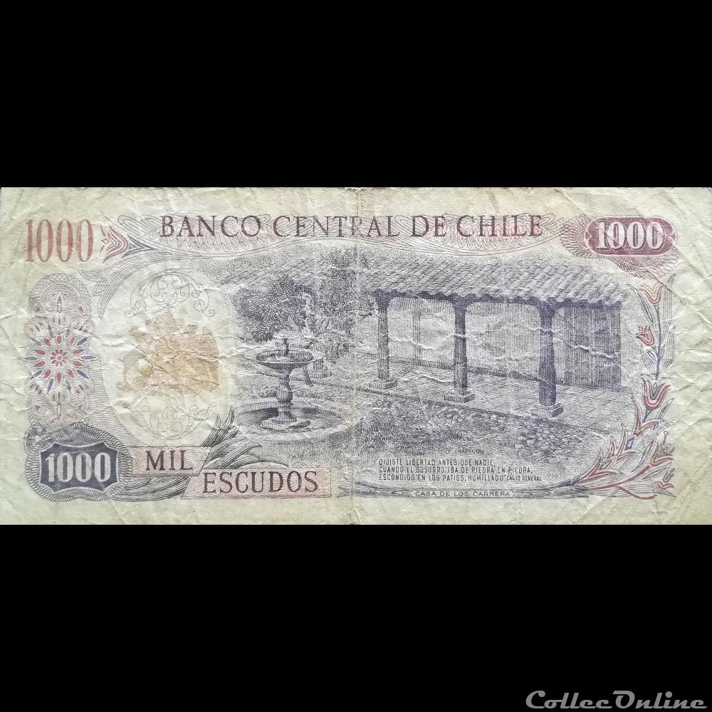 CHILI - P 146 (1) - 1000 ESCUDOS - 1967 - 1976 billet amerique du sud chili p 146 1 1000 escudos 1967 1976
