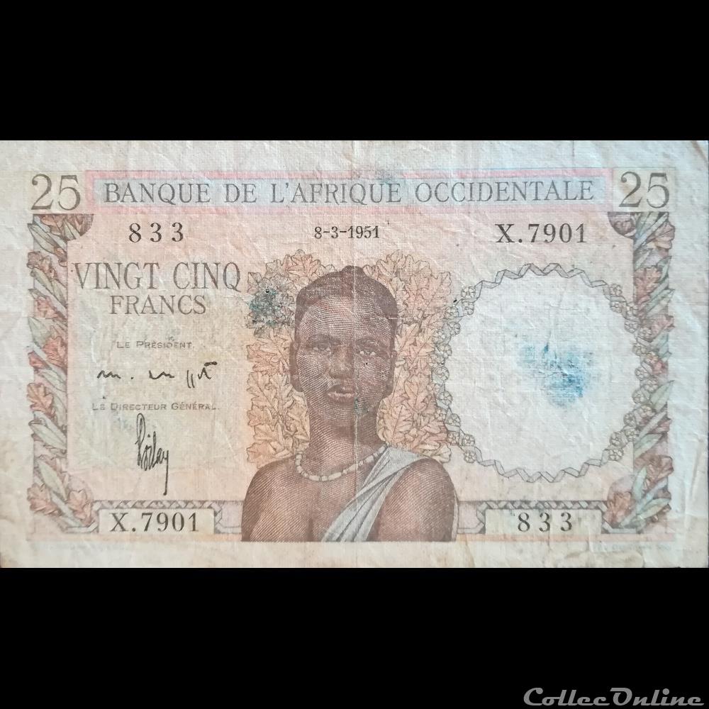 AFRIQUE OCCIDENTALE - P 38 - 25 FRANCS - 1951 billet ougandum afrique occidentale p 38 25 francs 1951
