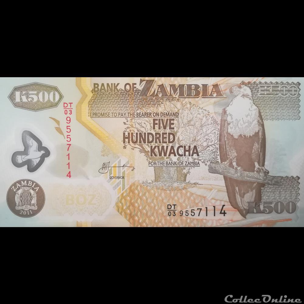 ZAMBIE - P 43 H - 500 KWACHA - 2011 billet afrique zambie p 43 h 500 kwacha 2011