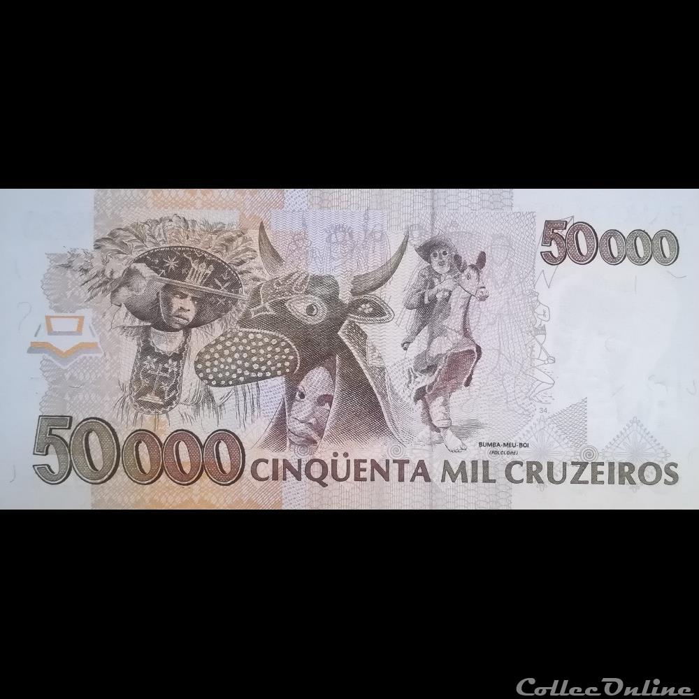 BRESIL - P 234 A - 50.000 CRUZEIROS - 1991 - 1993 billet amerique du sud bresil p 234 a 50 000 cruzeiros 1991 1993
