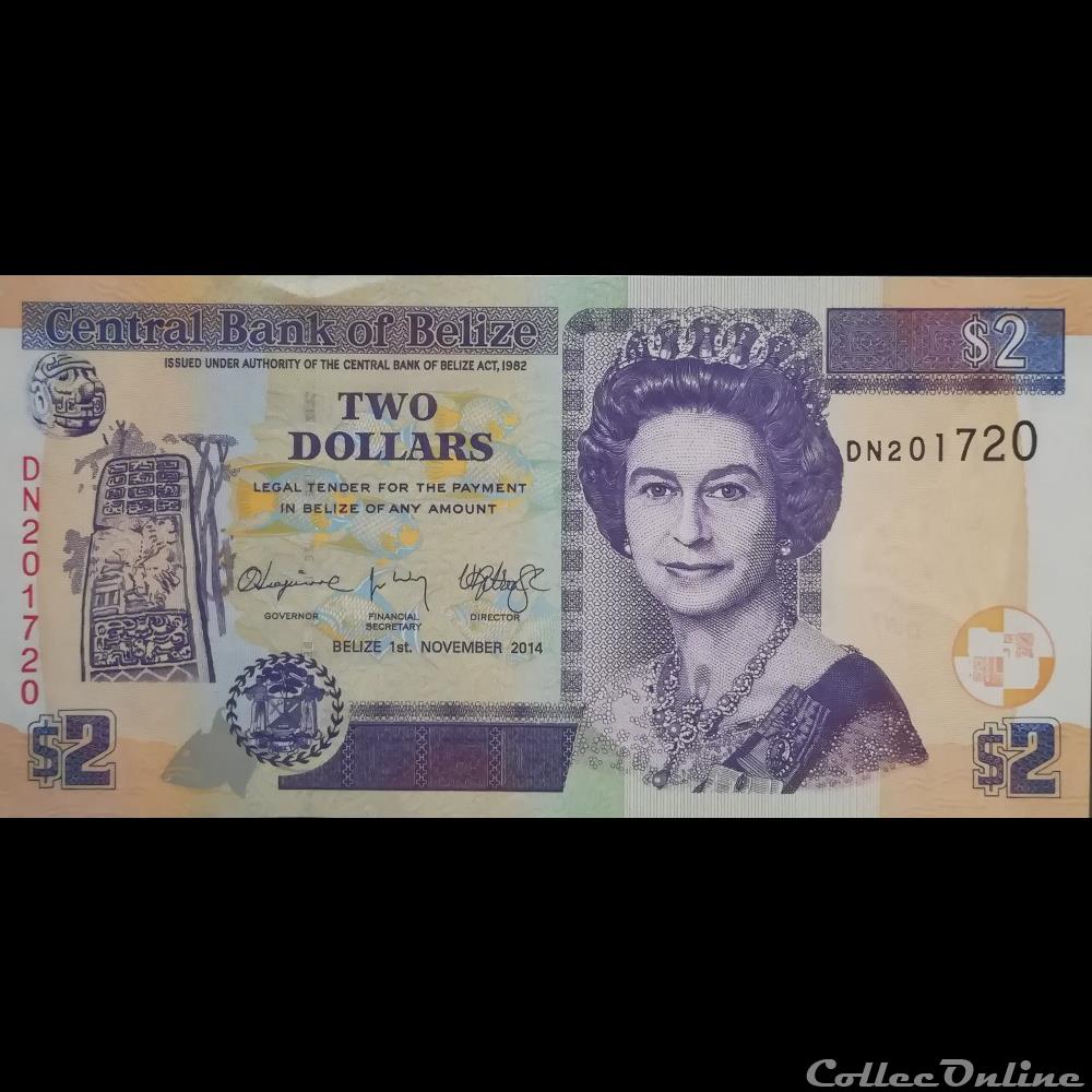 BELIZE - P 066 E - 2 DOLLARS - 2014 billet amerique du nord belize p 066 e 2 dollars 2014