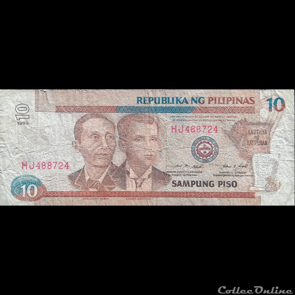 PHILIPPINES - P 187 E - 10 PISO - 1999 billet asie philippines p 187 e 10 piso 1999