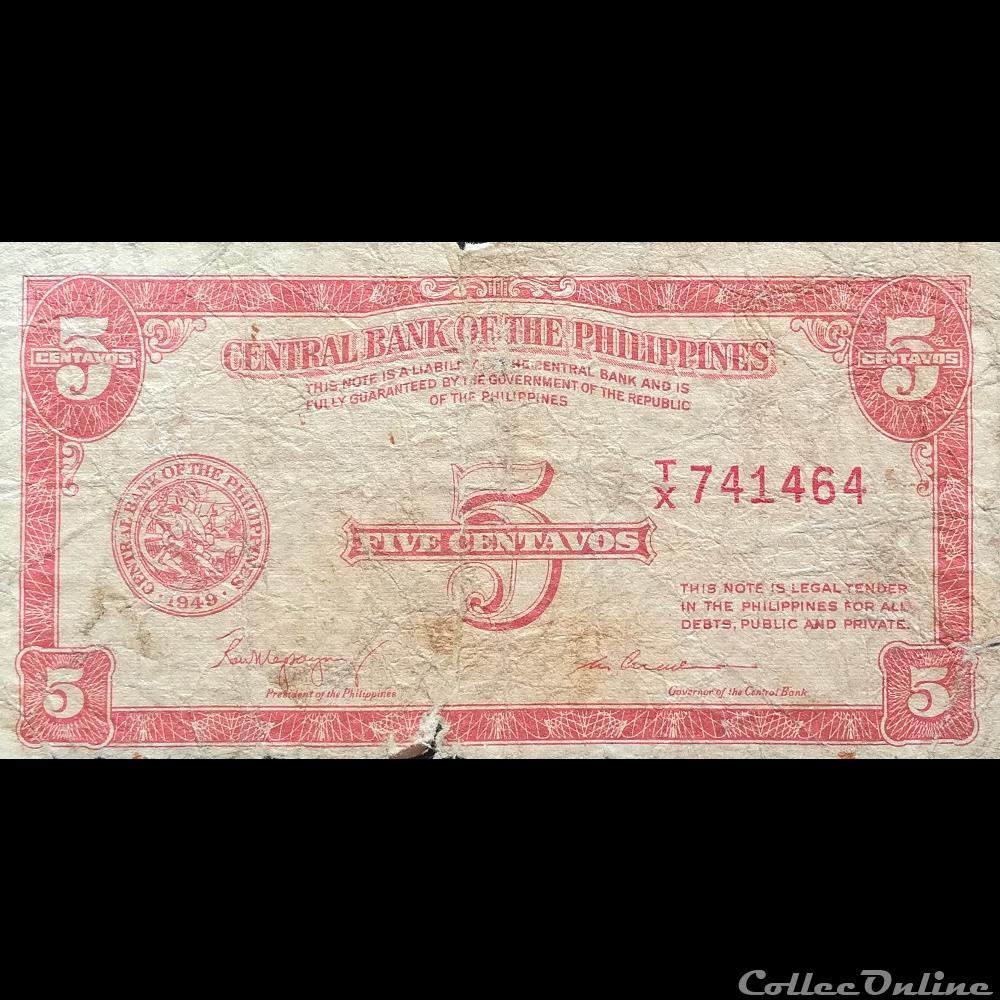 PHILIPPINES - P 126 - 5 CENTAVOS - 1949 billet asie philippines p 126 5 centavos 1949